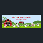 Barnyard Farm Animals Birthday Banner Poster<br><div class="desc">This funny birthday banner with adorable barnyard and farm animals is the perfect for any birthday party or special event in style. Personalize with your own special text,  and use it for the party or event of your choice. Some Graphics by Zenware Designs at MyGrafico.com</div>