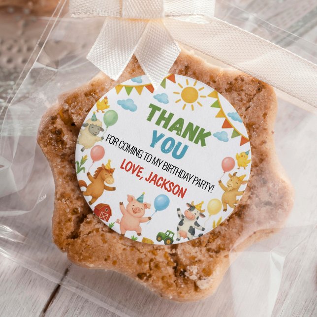 Barnyard Farm Animals Birthday Party Runder Aufkleber (Von Creator hochgeladen)