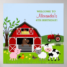 Barnyard Farm Animals Birthday Poster