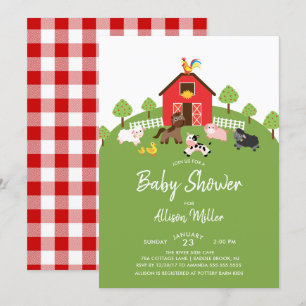Barnyard Farm Animals Kinderdusche Einladung