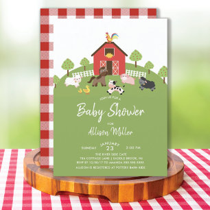 Barnyard Farm Animaux Baby shower Invitation