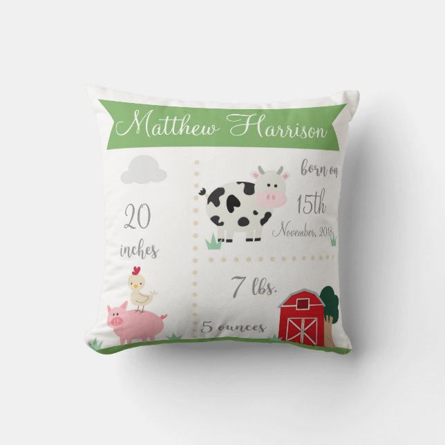 Barnyard Farm Birma Ankündigung Pillow Kissen (Vorderseite)