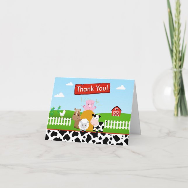 Barnyard Farm Carte de remerciements plié carte de (Devant)