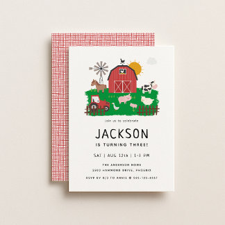 Barnyard Farm Thema Geburtstag Einladung