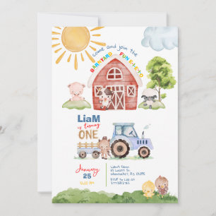 Barnyard Fun 1. Geburtstag Einladung