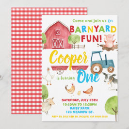 Barnyard Fun 1. Geburtstag Party Farm Tiere Einladung