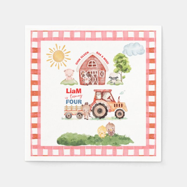 Barnyard Fun Any Age Birthday Serviette (Vorderseite)