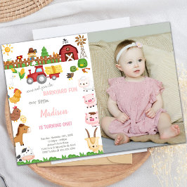 Barnyard Geburtstagseinladungen mit Foto Einladung
