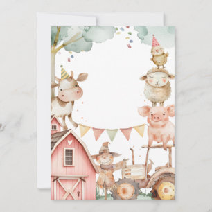 Barnyard Girl Pink Farm 2e Invitation anniversaire