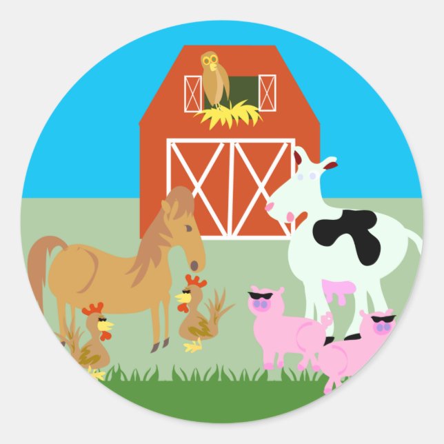 Barnyard Party Runder Aufkleber (Vorderseite)