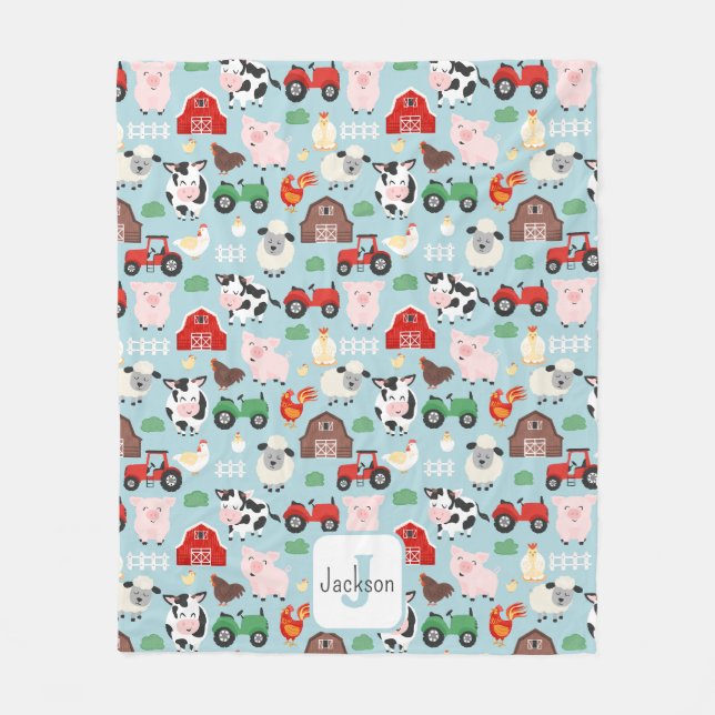 Barnyard Pattern Farm Tier Niedliche Kinder Fleecedecke (Vorderseite)