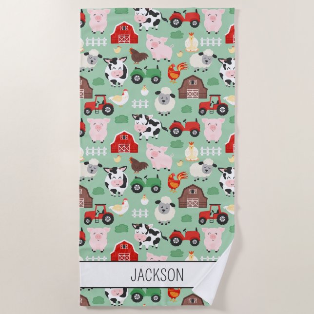 Barnyard Pattern Farm Tier Niedliche Kinder Strandtuch (Vorderseite)