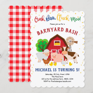 Barnyard, Petting Zoo, Landtiere, Geburtstag Einladung