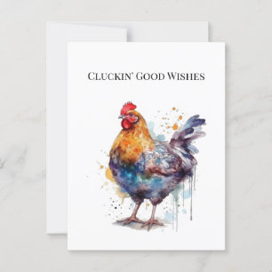 Barnyard Pracht: Wasserfarbene Henne, individuell Postkarte