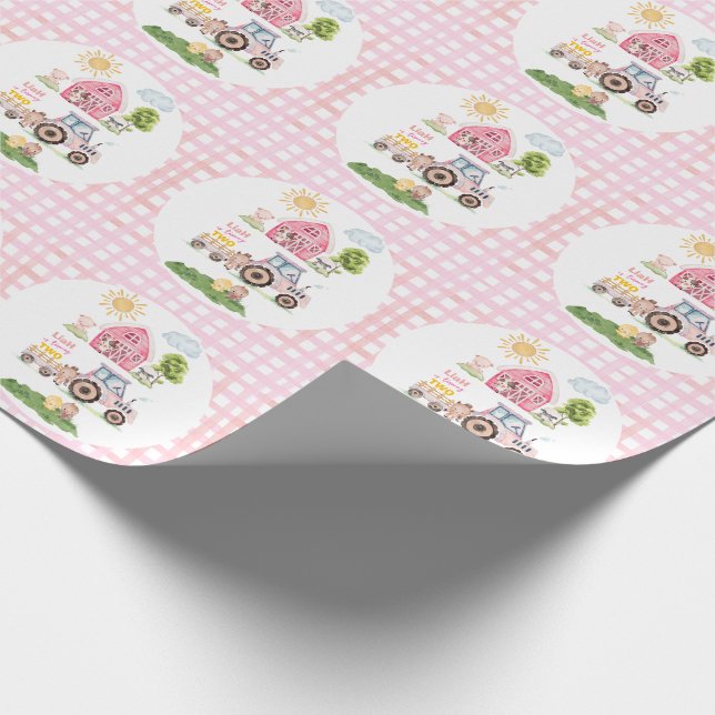 Barnyard-Spaß Pink 2. Geburtstag  Geschenkpapier (Ecke)