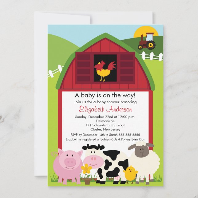 Barnyard-Tier-Babyparty-Einladung Einladung (Vorderseite)