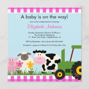 Barnyard-Tier-Babyparty-Einladung für Mädchen Einladung