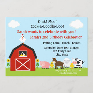Barnyard Tiere Geburtstag Einladung Personalisiert