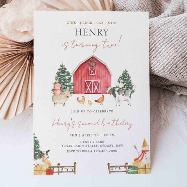 Barnyard Tiere Weihnachts-Kindergeburtstag Party Einladung (Von Creator hochgeladen)