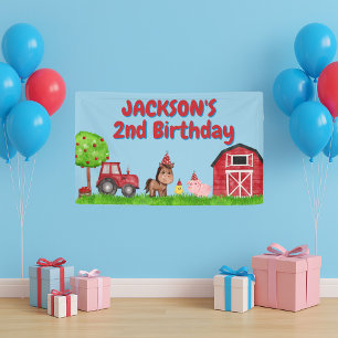 Barnyard Tractor Animals 2. Geburtstag Banner