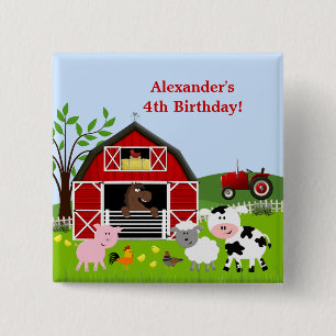 Barnyard-Vieh-Geburtstags-Knopf Button