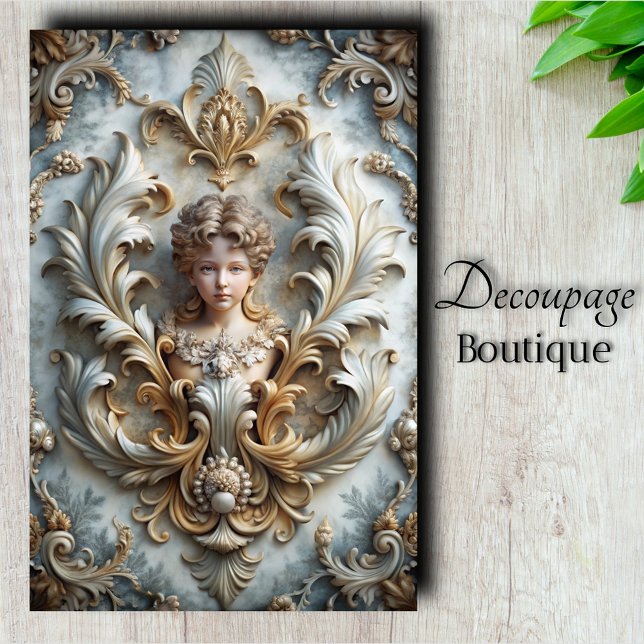 Barock Angel Cherub Decoupage Seidenpapier (Baroque Angel Cherub Decoupage Tissue Paper)