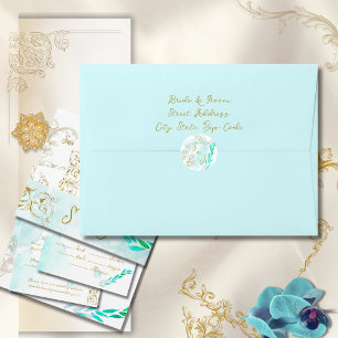 Barock Aquamarin Elegante Hochzeit Runder Aufkleber