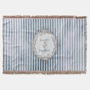 Barock Blau-Graue Wasserfarbene Streifen  Decke