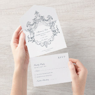 Barock elegantes Ornament, Hochzeit  All In One Einladung