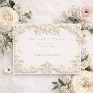 Barock Elfenbein Elegante Hochzeits-RSVP-Karte RSVP Karte