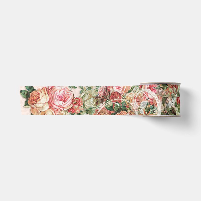Barock floral Elegante Rose Rodelbahn mit Aussicht Satinband (Vorderseite)
