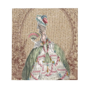 Barock-Franzosen-Burlap Marie Antoinette Notizblock