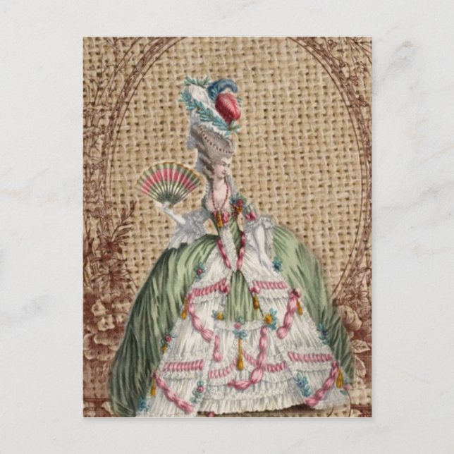 Barock-Franzosen-Burlap Marie Antoinette Postkarte (Vorderseite)