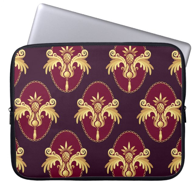 Barock Gold Sconce Magenta Muster Laptopschutzhülle (Vorderseite)