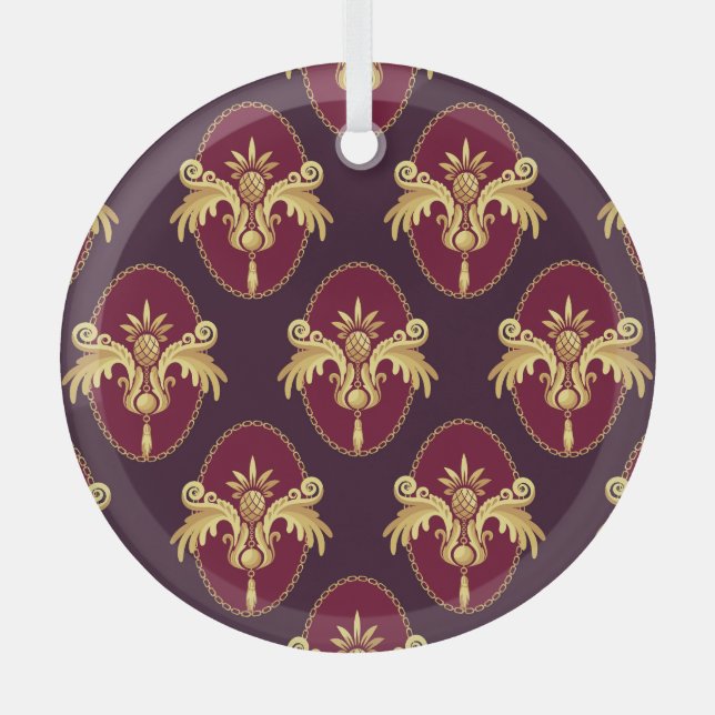 Barock Gold Sconce Magenta Muster Ornament Aus Glas (Vorderseite)