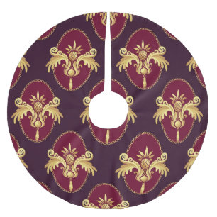 Barock Gold Sconce Magenta Muster Polyester Weihnachtsbaumdecke