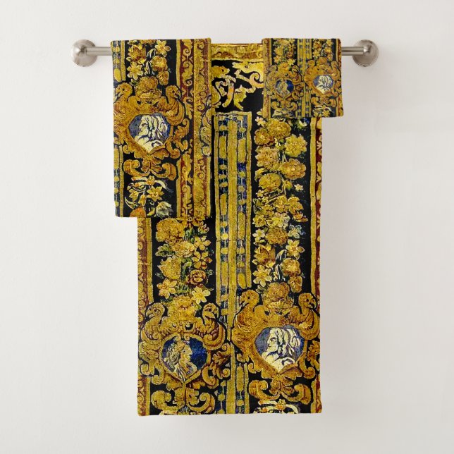 Barock Gold und Schwarz Badhandtuch Set (Insitu)