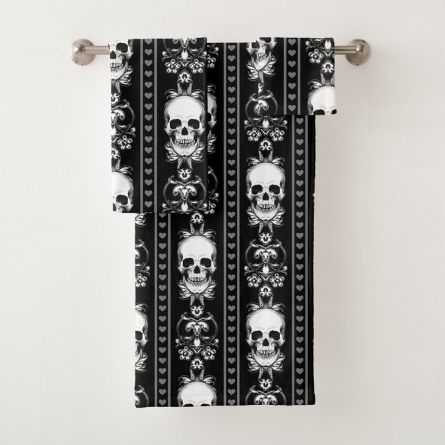 Barock-Gothic-Schädelstreifen Badhandtuch Set (Insitu)