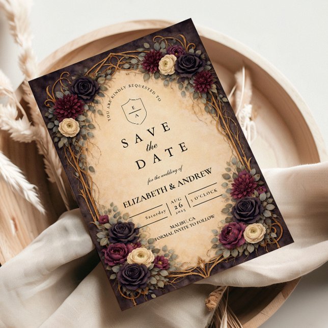 Barock-Gotische Blumige Hochzeit Save The Date (Von Creator hochgeladen)