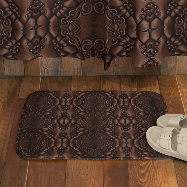 Barock-Imitate Leather Brown Pattern Badematte (Von Creator hochgeladen)