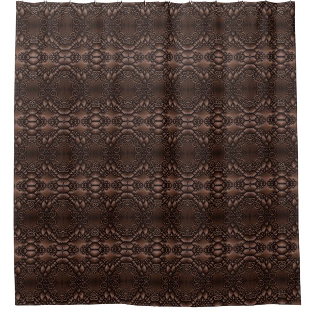 Barock-Imitate Leather Brown Pattern Duschvorhang (Vorderseite)