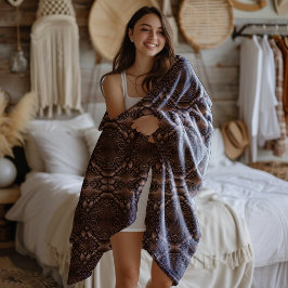 Barock-Imitate Leather Brown Pattern Fleecedecke