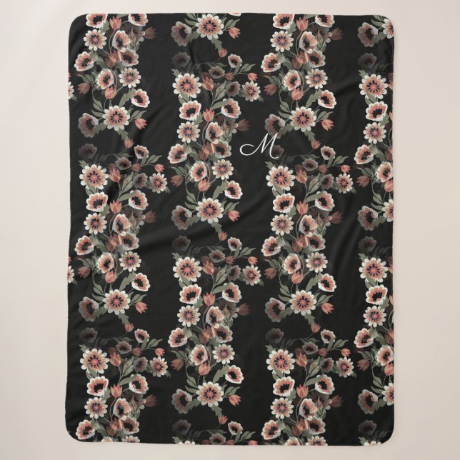 Barock Inspiriert Botanische Weichpinke und Grüntö Sherpadecke (Vorderseite)