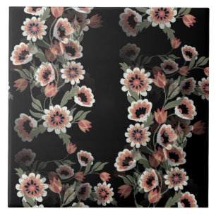 Barock inspiriertes botanisches Soft-Pink und Grün Fliese