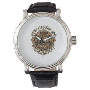 Barock-Ornament Katze Katzenliebhaber-Geschenk - B Armbanduhr
