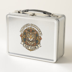 Barock-Ornament Katze Katzenliebhaber-Geschenk - B Metall Brotdose