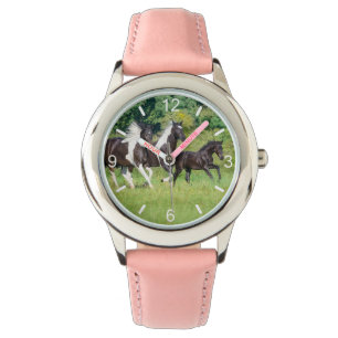 Barock Pinto Pferde Herde mit Niedlichem Foal Gall Armbanduhr