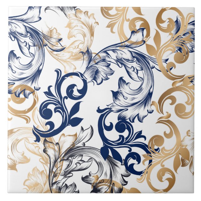 Barock-Retro-Klassiker-Muster  Fliese (Vorderseite)