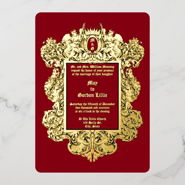 Barock Rokoko 17. Jh. Folieneinladung (Vorderseite)