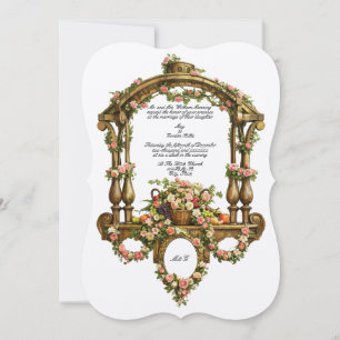 Barock-Rokoko-Farbenfrohes florales Altar-Kartusch Einladung